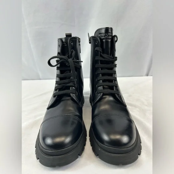 Prada Spazzaloto Leather Combat Boots - Picture 2 of 13